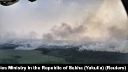 Fires engulfing the Sakha-Yakutia Republic viewed from above.