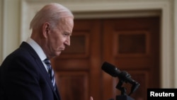 U.S. President Joe Biden speaks about Russia's attack on Ukraine in Washington