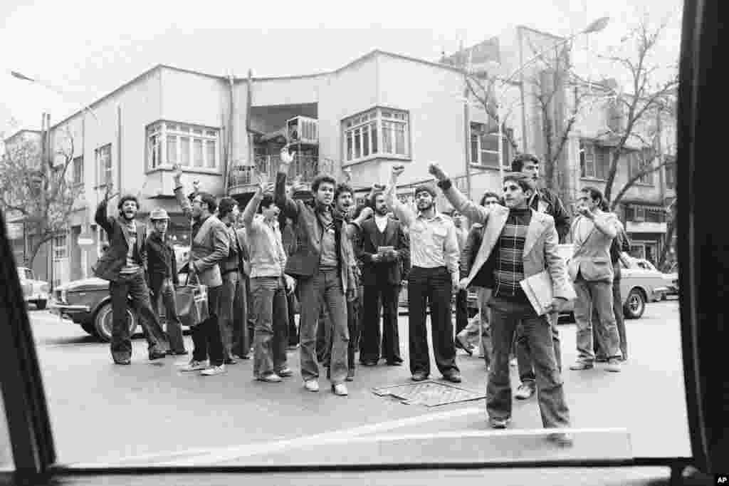 Iranian students shout &quot;Death to the Shah&quot; amid protests in Tehran on November 28, 1978. Mohammad Reza Shah Pahlavi had ruled Iran since 1941. While he&nbsp;modernized the country, he forcefully suppressed dissent and political freedoms.