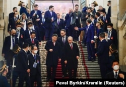 Chinese leader Xi Jinping and Russian President Vladimir Putin meet in the Kremlin on March 21.