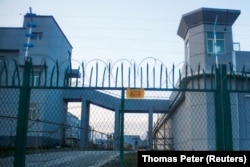 A perimeter fence is constructed around what is officially known as a vocational skills education center in Dabancheng in China's Xinjiang Uyghur Autonomous Region in September 2018.