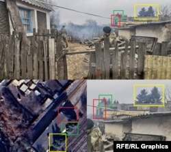 RFE/RL was able to confirm the coordinates of the location in Makiyivka, Ukraine, of a photo Dragan provided to its journalists.