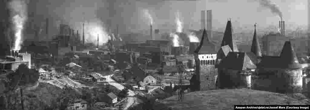 Szocs says that, for him, the image that most stands out from the thousands he has sifted through is this panoramic photo of the industrial landscape surrounding Corvin Castle (right). &quot;That was the castle of the family of King Mathew of Hungary,&rdquo; Szocs said. &ldquo;Nowadays, there is nothing left [of this backdrop]; the whole industrial plant around the castle was torn down after 2000.&quot;