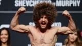 Georgian fighter Merab Dvalishvili reacts during a weigh-in for an MMA event. (file photo)