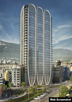 An artist's rendition of what Sofia's Golden Century tower was meant to look like if construction is completed