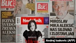 The front pages and covers of Serbia's main newspapers and magazines depict veteran director Miroslav Aleksic and his accuser, actress Milena Radulovic.