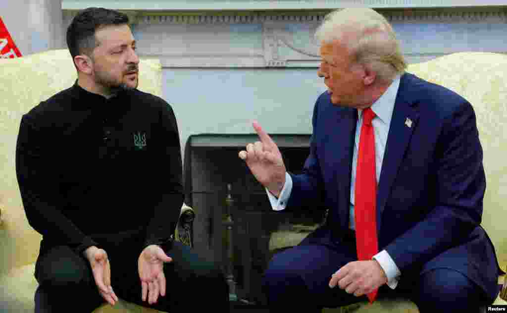 U.S. President Donald Trump (left) and Ukrainian President Volodymyr Zelensky during their fiery meeting at the White House on February 28. 