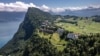 This aerial photograph taken on June 4 shows the luxury Burgenstock resort above Lake Lucerne that will host a Ukraine peace summit on June 15-16.