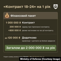 Ukraine's Defense Ministry offers a benefit package for young recruits.