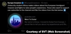 Europe Invasion in March promoted the YouTube channel West To Dubai and videos featuring the fictitious persona "Alissa."