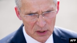 NATO Secretary-General Jens Stoltenberg speaks to the media outside the West Wing of the White House in Washington on June 17 following a meeting with U.S. President Joe Biden.