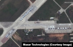 Russian military planes at Saki Air Base in Crimea