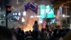 Pro-EU protesters gather on Tbilisi's Chavchavadze Avenue early on December 3.