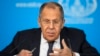 Russian Foreign Minister Sergei Lavrov speaks during his annual press conference in Moscow on January 14.