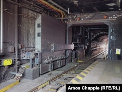 A hydraulic door at the Dejvicka subway station that is designed to seal off a section of Prague’s underground network in the event of a nuclear strike. The door is part of the city’s Cold War-era "Metro Protection System."