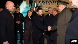 Ukrainian President Volodymyr Zelenskyy is greeted upon arrival in Turkey in photo released by Zelenskyy's office.