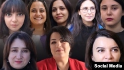 Həbsdə olan qadın jurnalistlər: Elnarə Qasımova, Nərgiz Absalamova, Aytac Əhmədova, Aysel Umudova, Xəyalə Ağayevanı, Aynur Elgünəş, Şahnaz Bəylərqızı, Sevinc Vaqifqızı