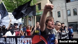 Vyacheslav Martynov (front), organizer of the March for the Federalization of Kuban, is one of the lucky few.