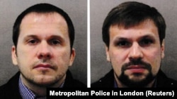 Aleksandr Mishkin (left) and Anatoly Chepiga are suspects in the poisoning of a former Russian military intelligence officer in England and an explosion at a Czech arms depot.