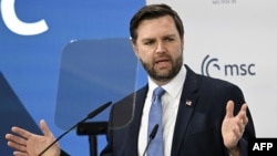 U.S. Vice President JD Vance delivers his speech during the 61st Munich Security Conference.