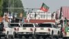 Supporters of former Prime Minister Imran Khan's PTI party protest in Islamabad on October 5.