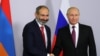 Russia is wary as Armenia readjusts its foreign policy -- and its relations with Moscow. Here, Russian President Vladimir Putin meets with Armenian Prime Minister Nikol Pashinian in Moscow on June 13. They meet again in the Russian capital on September 8.