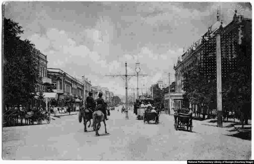 Today&rsquo;s Rustaveli Avenue photographed in the 1910s when it was named Golovin Prospect after a Russian general. The thoroughfare was built in the 1840s by Russia&rsquo;s viceroy to the Caucasus when Georgia was part of the Russian Empire. The tsarist authorities sought to transform the Georgian capital &ldquo;from a Persian-style city into a new European metropolis.&rdquo;