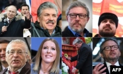 The eight candidates running in Russia’s March 18 presidential election.