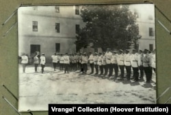 Cadets of the Nicholas Cavalry School greet General Kutepov in Serbia. Some Imperial Russian military academies continued to function, for a time, in exile.