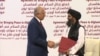 The Doha agreement between the Taliban and the United States was signed by the U.S. Special Representative for Afghanistan Reconciliation Zalmay Khalilzad (left) and Taliban leader Mullah Baradar Abdul-Ghani on February 29, 2020.