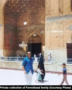 Farrokhzad at a mosque in Najaf, Iraq (undated). The dissident artist made several trips to Iraq during its 1980-88 war with Iran.