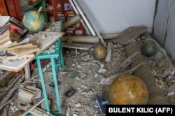 A destroyed classroom at a school in a village between Kherson and Mykolayiv in April 2022. Some parents chose to send their children away temporarily, thinking they'd be safe away from the front lines.