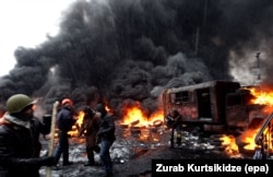 Protesters clash with riot police on January 22.