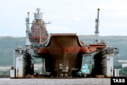 The Admiral Kuznetsov in the PD-50 floating dry dock in Murmansk in 2010