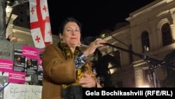 Georgian President Salome Zurabishvili addresses a rally in Tbilisi on December 22.