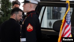 Ukrainian President Volodymyr Zelenskyy departs after a press conference with U.S. President Donald Trump was canceled following their fiery Oval Office meeting at the White House on February 28.