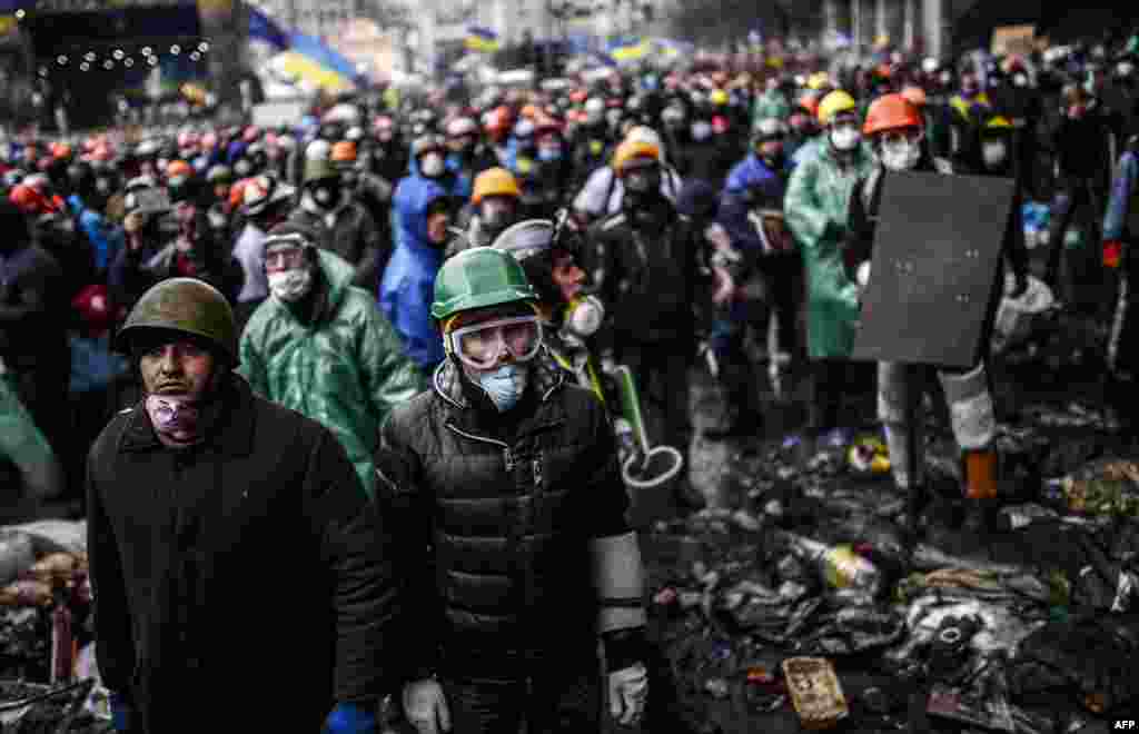 Protesters manning the barricades