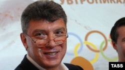 Russian opposition figure Boris Nemtsov at a news conference in Moscow at which he released a report alleging the embezzlement of money allocated to next year's Sochi Winter Olympics