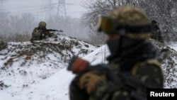 Ukrainian armed forces near Debaltseve, eastern Ukraine, on February 16.