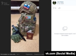 A social media post shows items including a Russian passport and the pro-war Z propaganda symbol.