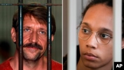 Viktor Bout (left), a suspected Russian arms dealer, and WNBA star and two-time Olympic gold medalist Brittney Griner (right) 