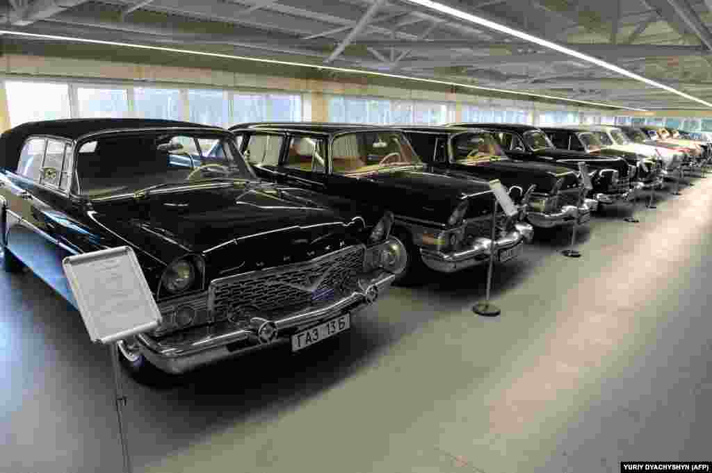 Soviet-made cars in the hangar containing Yanukovych&#39;s collection. Experts say the hoard of around 70 vehicles was worth a total of around $4 million.&nbsp;