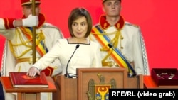 Maia Sandu is sworn in for a second term as Moldova's president on December 24. 