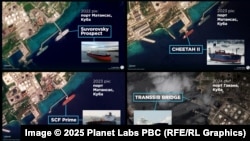 Satellite images from Planet Labs show Russian oil tankers docked at Cuban ports in 2022, 2023, and 2024.