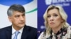 Alisher Qodirov (left), deputy head of Uzbekstan's lower house of parliament, and the spokeswoman of the Russian Foreign Ministry, Maria Zakharova (combo photo)