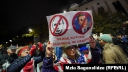 Opposition suppporters attend a rally in Tbilisi on November 4.