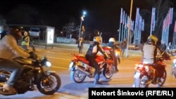 Motorcyclists join protests in Novi Sad, Serbia, on January 27.