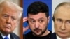 U.S. President Donald Trump, Ukrainian President Volodymyr Zelenskyy, and Russian President Vladimir Putin, photographed separately.