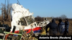 The wreckage from Malaysia Airlines Flight MH17, pictured in November 2014.