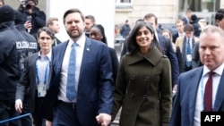 U.S. Vice President JD Vance (left) and his wife Usha Vance arrive for the 61st Munich Security Conference in Munich, southern Germany, on February 14.